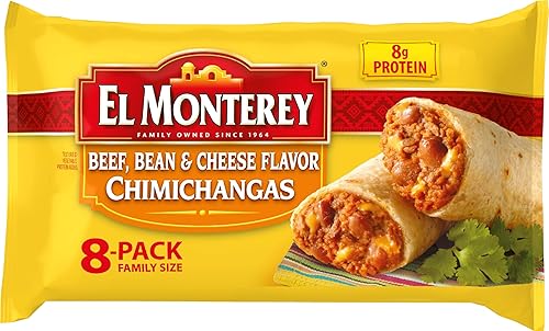 El Monterey Beef, Bean and Cheese flavor Chimichangas, 8 Ct