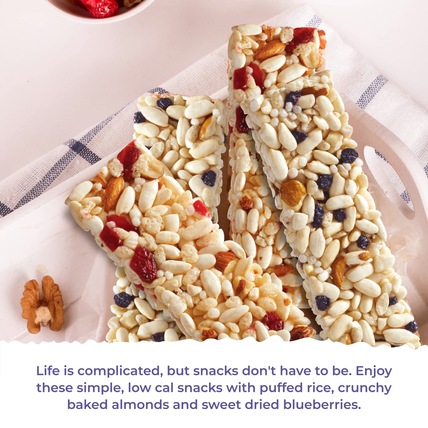 180 Snacks Pre-Meal Snack Skinny Rice Bar with Himalayan Salt 1 Pack, 3.22oz (Blueberry & Almond)