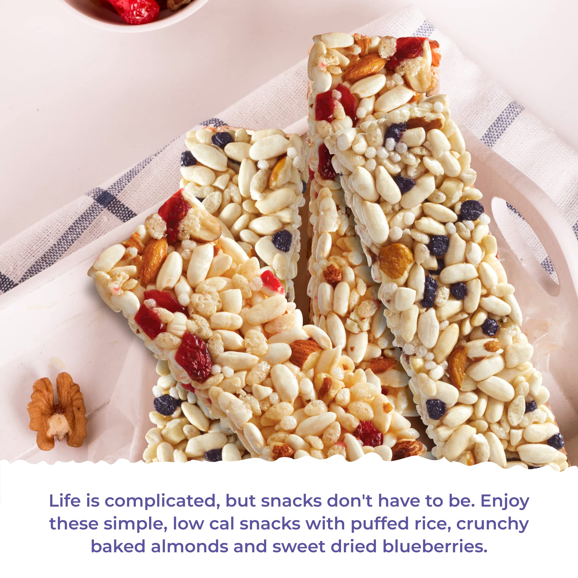 180 Snacks Pre-Meal Snack Skinny Rice Bar with Himalayan Salt 1 Pack, 3.22oz (Blueberry & Almond)