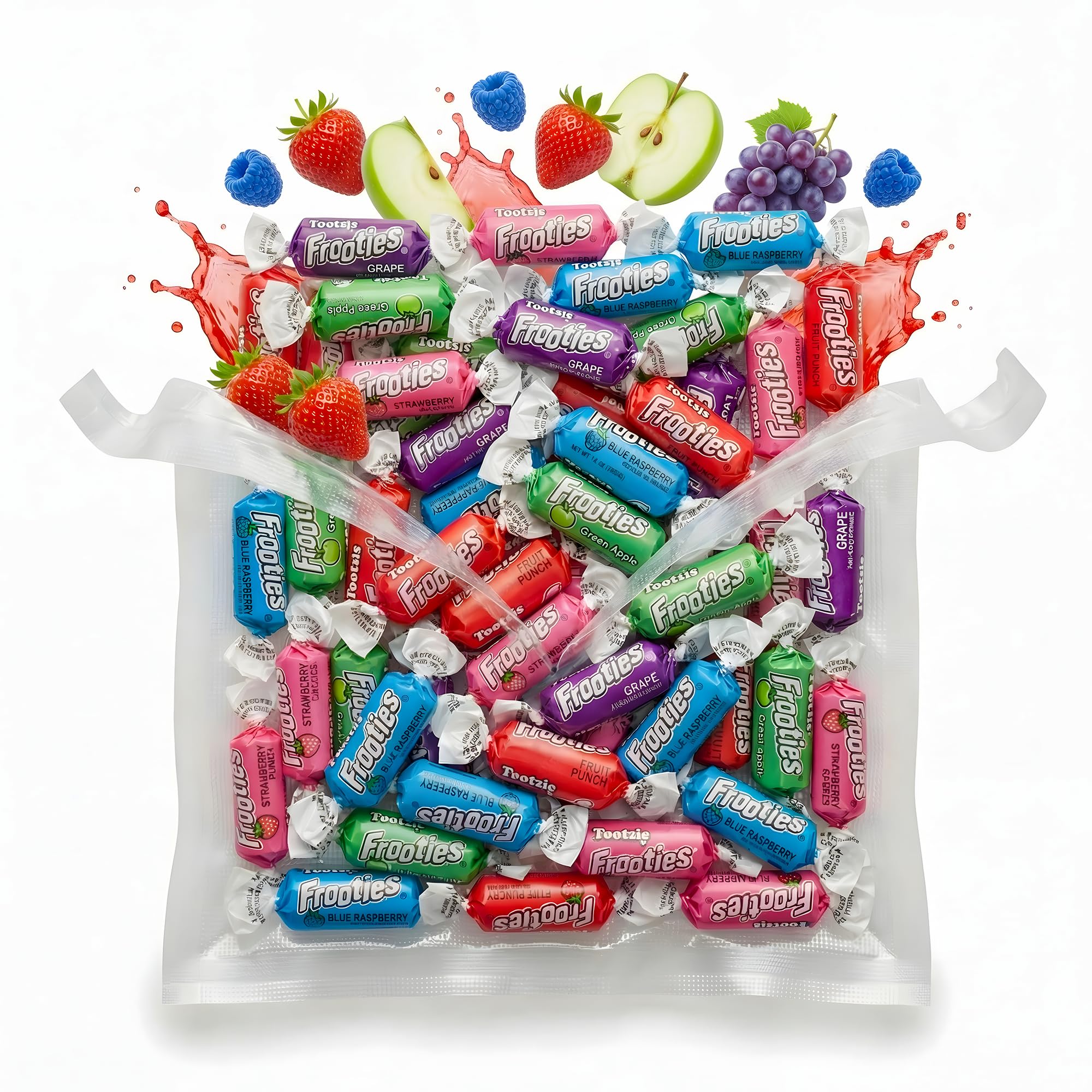 BP BUNDLE Taffy Candy 1lb Bulk Bag - Individually Wrapped Assorted Fruit Chews, 5 Flavors (Fruit Punch, Strawberry, Green Apple, Blue Raspberry