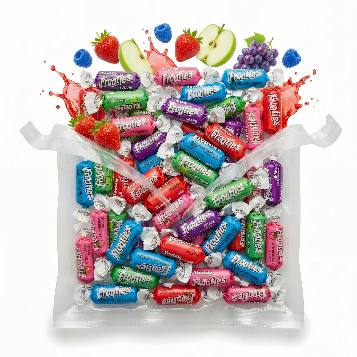 BP BUNDLE Chewy Fruit Flavored Candy 3lb Bulk Bag | Individually Wrapped Soft Fruity Chews | 5 Flavors (Fruit Punch, Strawberry, Apple, Raspberry