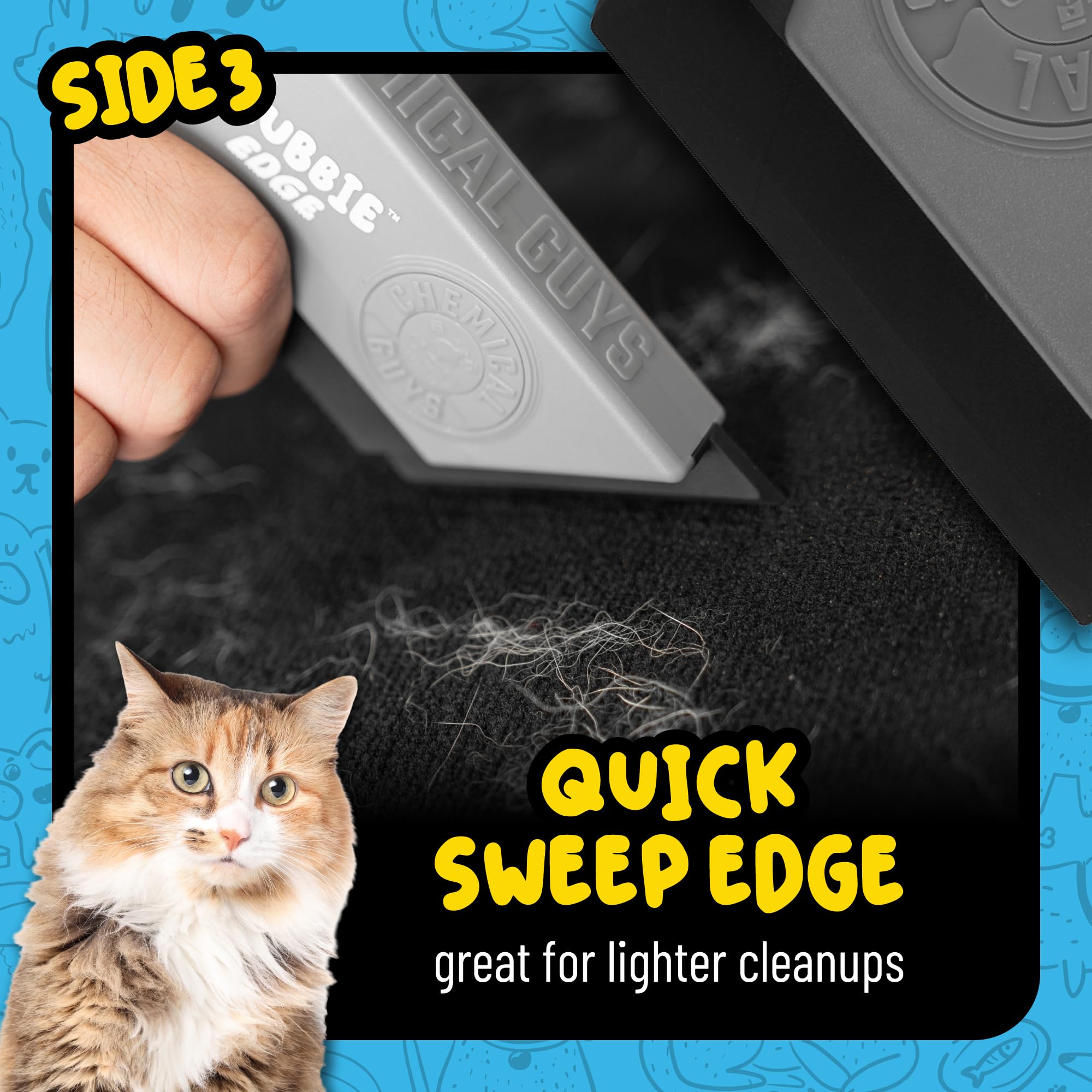 Chemical Guys Grubbie Edge Pet Hair Removal Tool - Reusable Pet Hair & Lint Remover for Car Interiors, Upholstery, Carpets, Seats, and Home Furniture