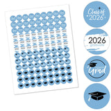 Big Dot of Happiness 2026 Light Blue Graduation Party Round Candy Sticker Favors - Labels Fit Chocolate Candy (1 Sheet of 108)