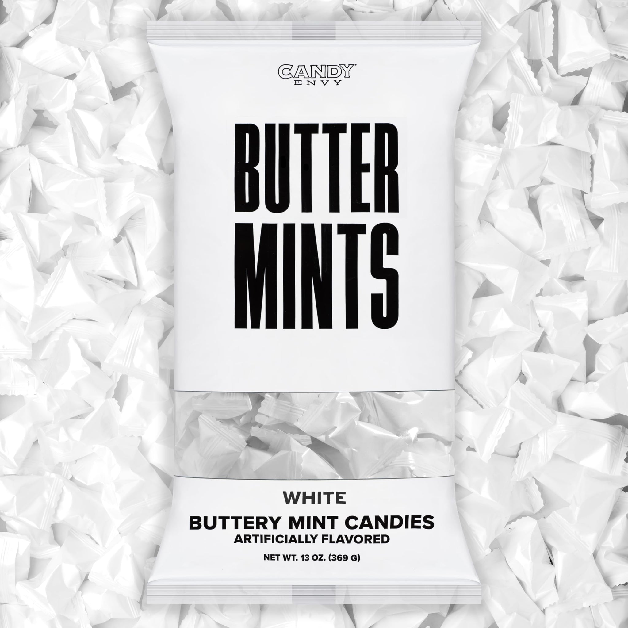 Candy Envy - White Wrapped Buttermints - 13 oz. Bag - 100 Individually Wrapped White Candy Mints