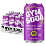 Gym Soda Sparkling Clear Protein Soda, 15g of Clear Whey Protein, Lion’s Mane, L Theanine, Low Sugar, Naturally Sweetened, Lightly Carbonated