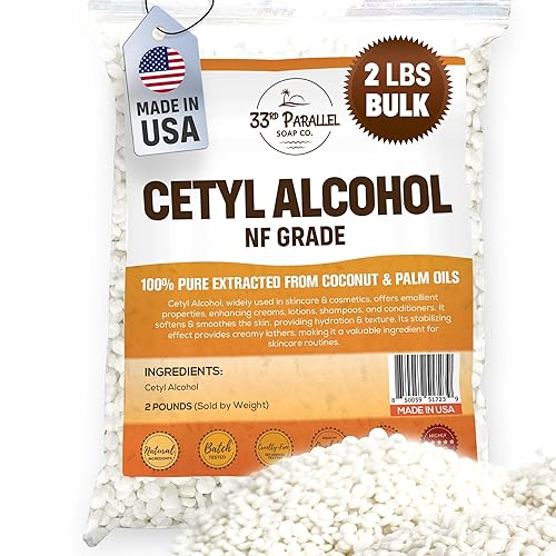 Cetyl Alcohol NF Grade (2 lbs / 32 oz) 100% Pure Extracted from Coconut & Palm Oils. Premium Granules Cetyl Alcohol for Lotion Making, Creams, Scrubs