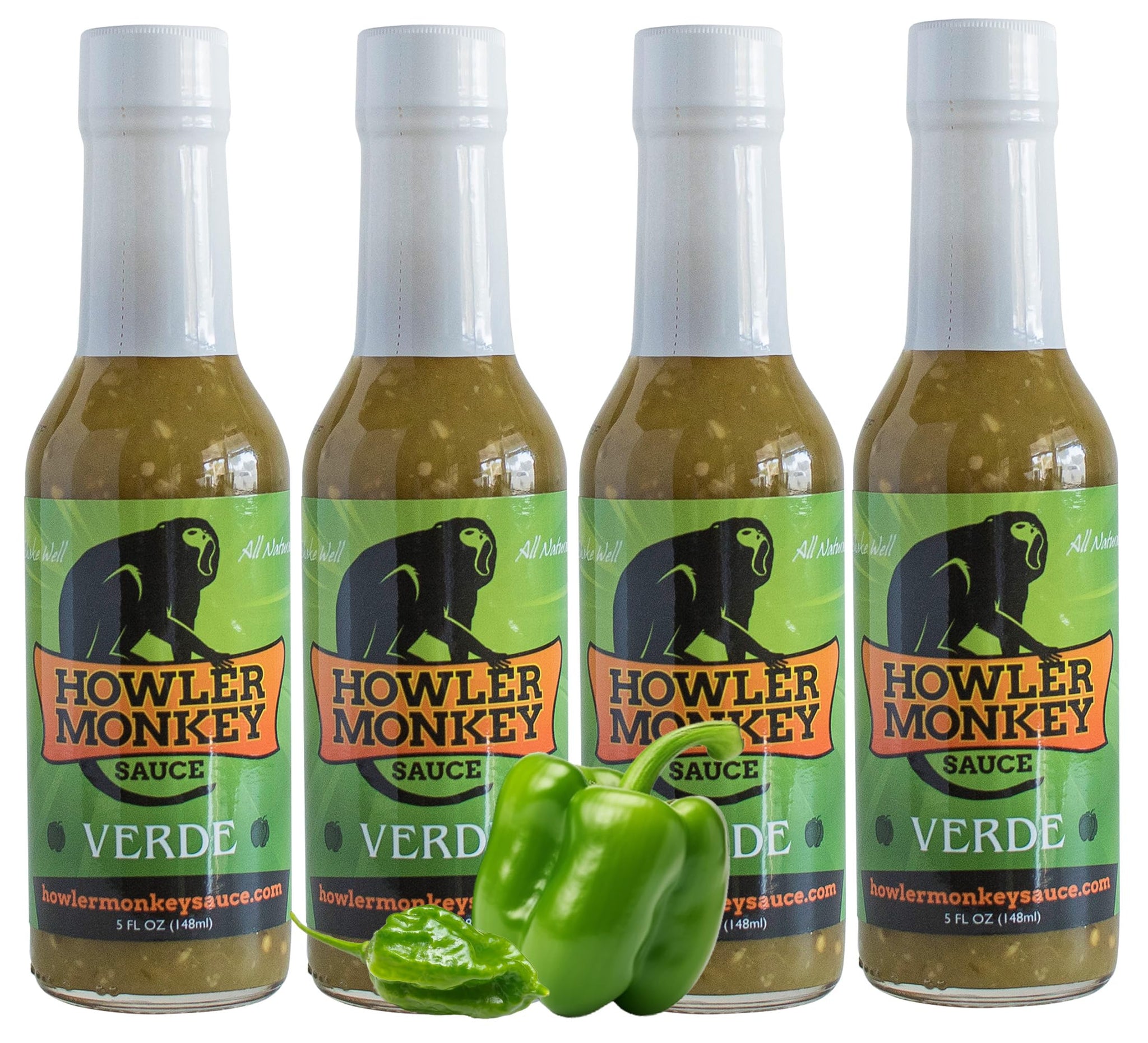 Howler Monkey Sauce - Verde Hot Sauce - 5 Fl Oz (Pack of 4)