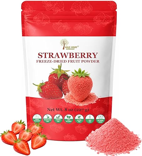 Indus Farms Freeze Dried Strawberry Powder - Pure Strawberry Fruit, No Added Sugar, Bold Real Fruit Flavor for Smoothies, Desserts, Baking & Sea Moss