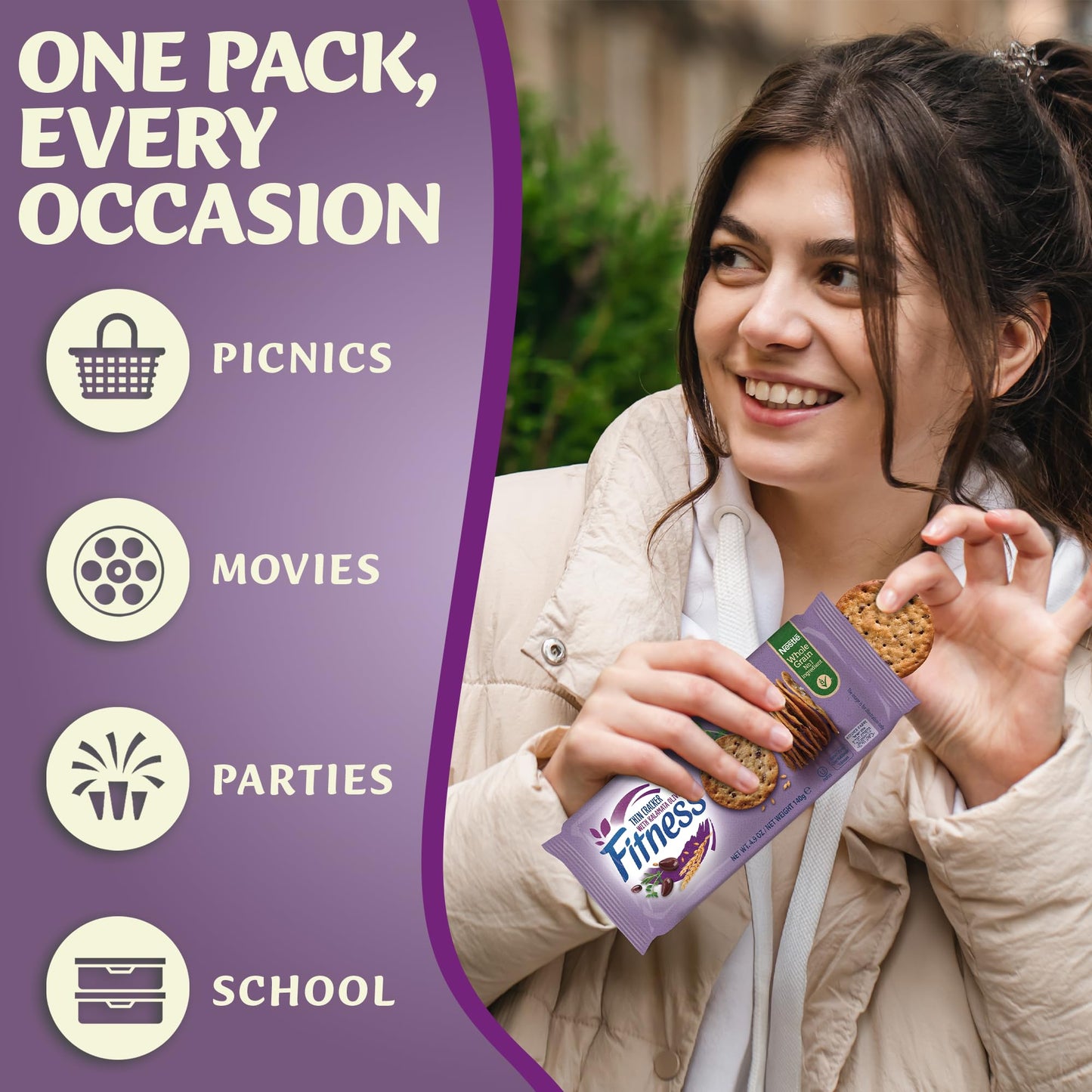 Nestle Fitness Thins Kalamata Olive Crackers (2-Pack) - Whole Grain, Kosher Certified, 100 Calories Per Serving - Perfect for Pairing with Dips