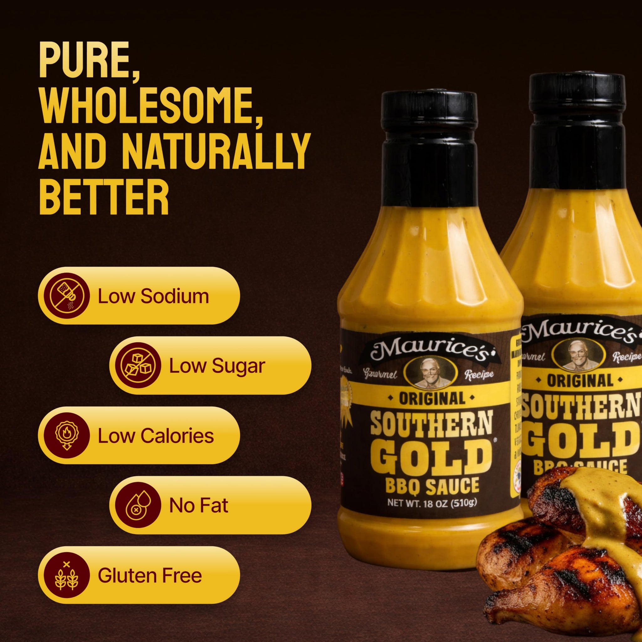 Maurice’s Southern Gold BBQ Sauce - Classic Carolina Mustard BBQ Sauce with Bold Flavor - Authentic Southern Carolina Barbeque Dressing - Rich