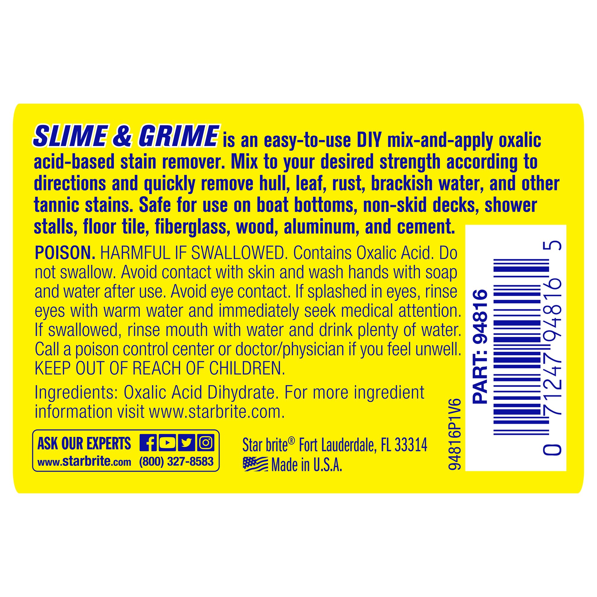 STAR BRITE Stain Remover Concentrate - Makes 5 Gallons - Removes Tarnish, Rust, and Tough Stains on Fiberglass, Metal, Wood, Cement, Tile, Decks