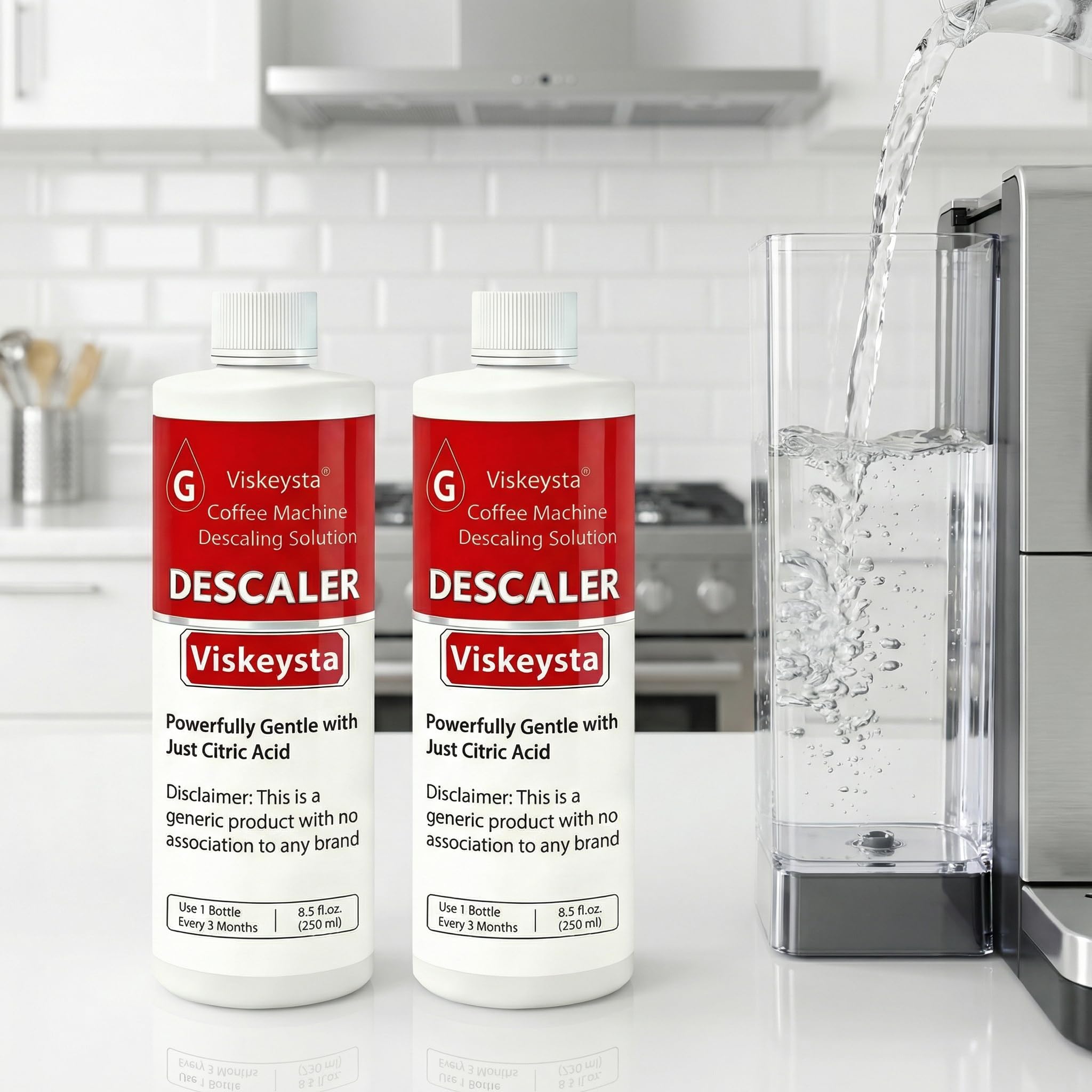 Viskeysta Descaling Solution Compatible with Braun Coffee Machines, 2 Bottles (250ml/8.5 fl oz each)