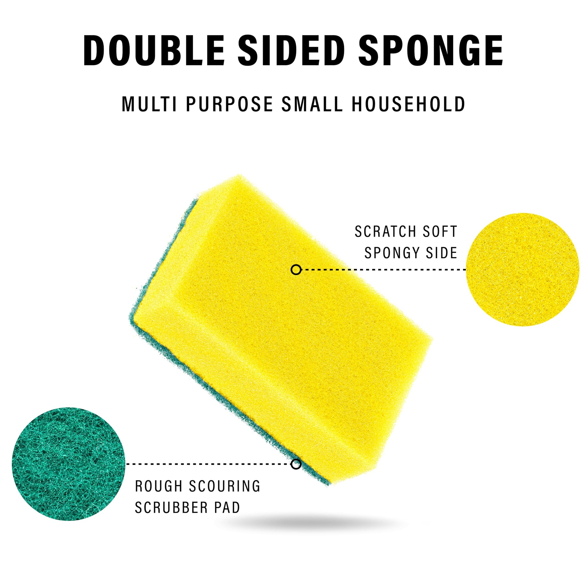 DecorRack 80 Count Non-Scratch Cleaning Scrub Sponges, Dual-Sided Heavy Duty Kitchen Sponges for Dishes, Cleaning Household, Bathroom, Car Wash