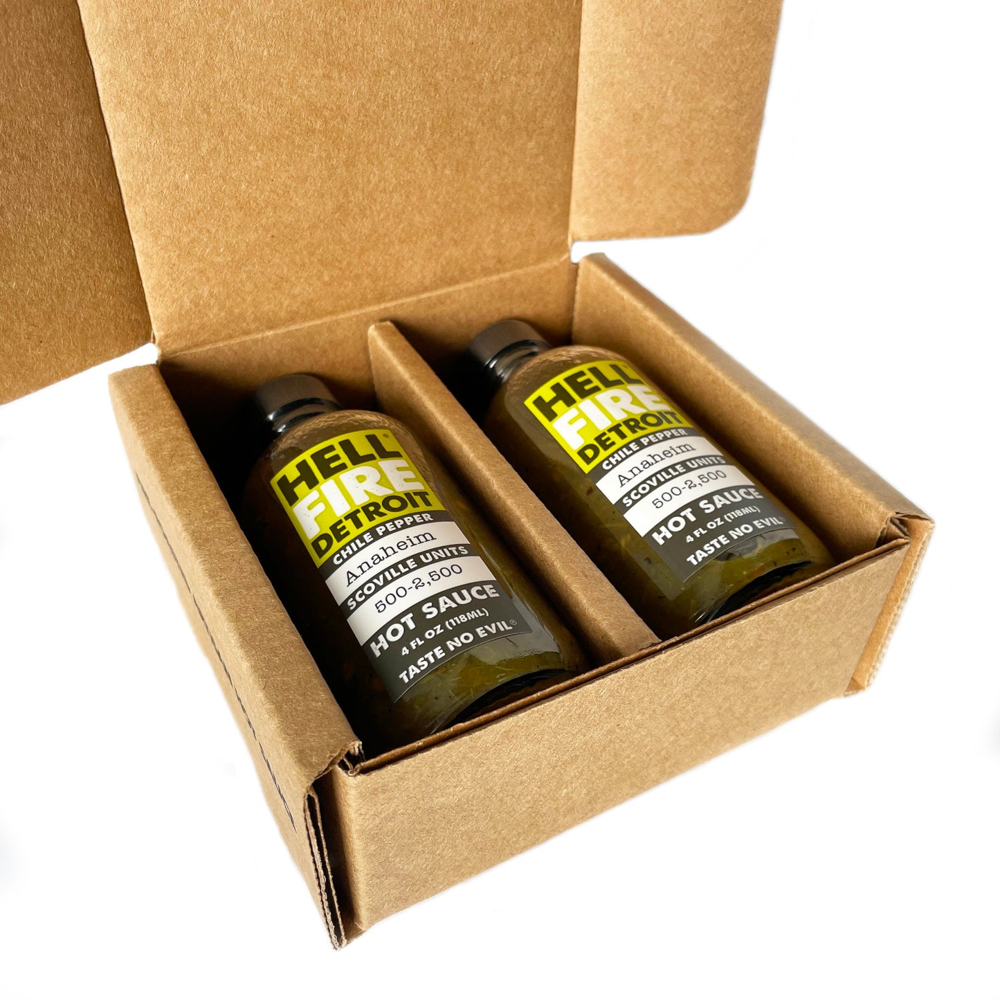 Hell Fire Detroit Anaheim Hot Sauce (Mild), Crafted with Fresh, Fire-Roasted Anaheim Chile Peppers, All-Natural, Vegan, Gluten-Free, Low Sodium - 4 Fl