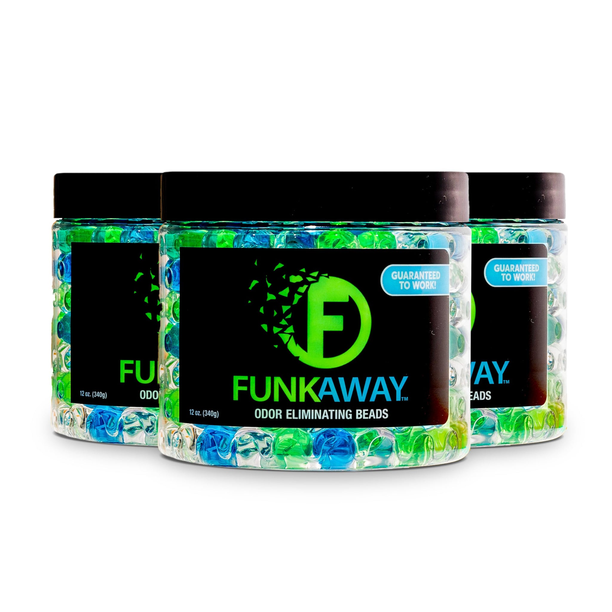 FunkAway Odor Eliminating Beads, 12 oz., 3 Pack, Supercharged Odor Absorbing Beads for the House, Car or Gym, Eliminate Smoke, Pet and Bathroom Odors