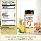 Kosmos Q Lemon Twist Seasoning, Zesty Lemon Pepper Spice Mix for Chicken, Fish, Veggies & More, All-Natural Clean Eating Herbs & Spices, Sugar Free