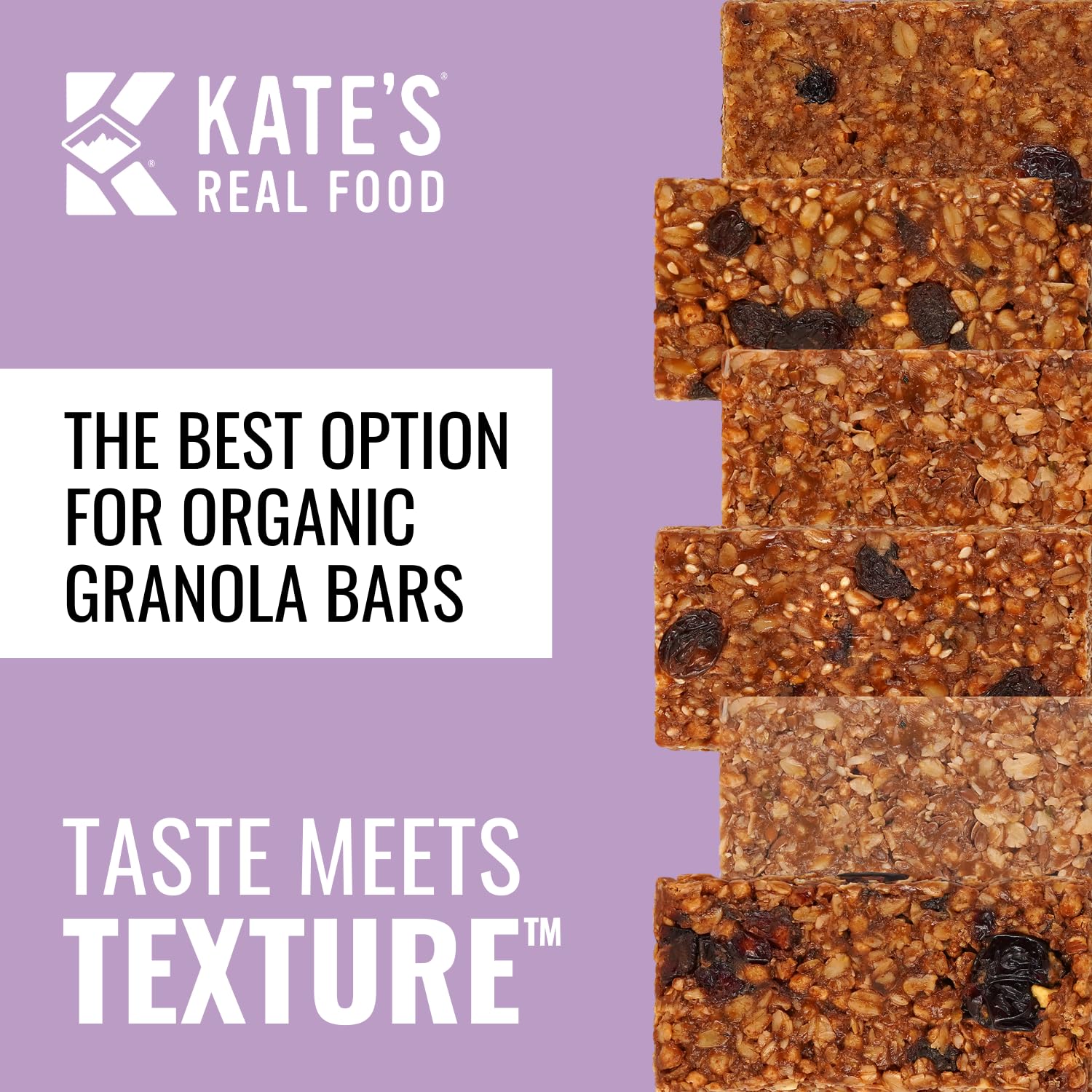 Kate’s Real Food Organic Granola Bars - Snack & Share Variety Pack (2.2 oz, Pack of 12) - Organic Energy Bars Made with Gluten Free Oats - Non GMO