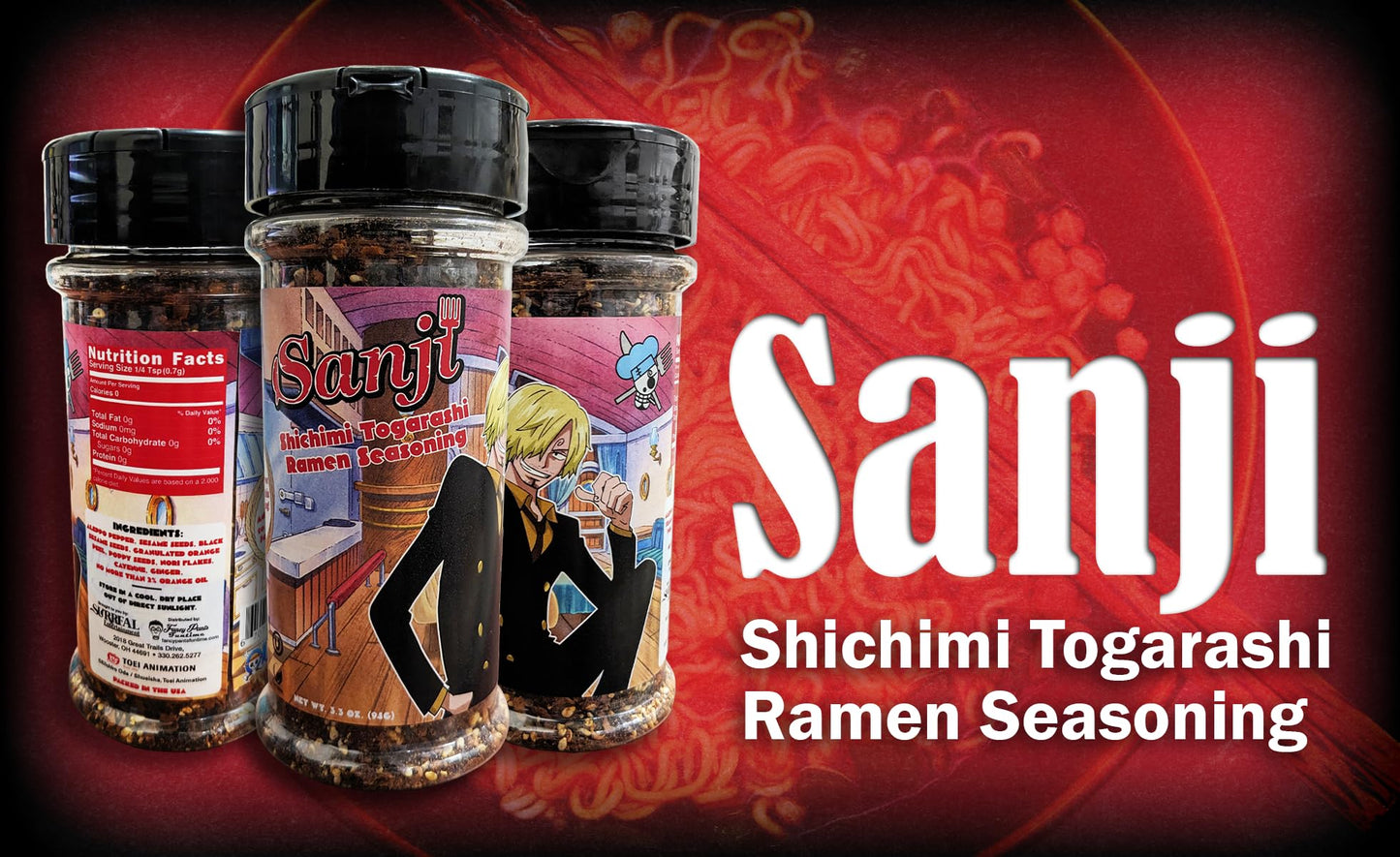One Piece Sanji Shichimi Togarashi Spicy Ramen Seasoning Powder - Japanese Spice - Officially Licensed, 3.3 oz Bottle (Pack of 1)
