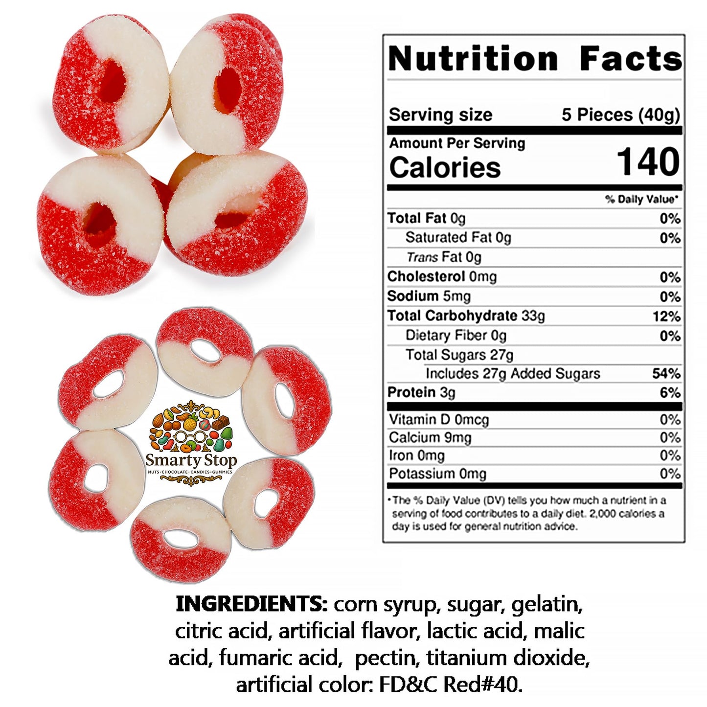 Gummy Ring Candies, Watermelon Flavors (2 LB)