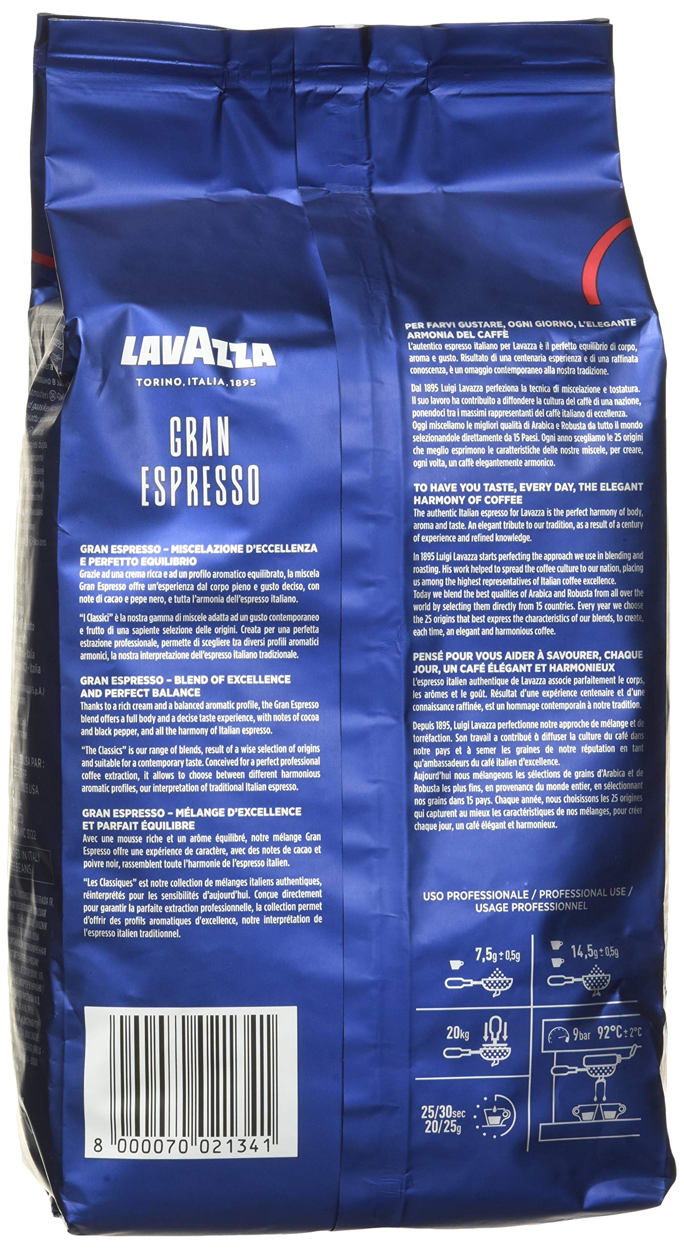 Lavazza medium roast Grand Espresso Whole Bean Coffee, 2.2-lbs (Pack of 2)