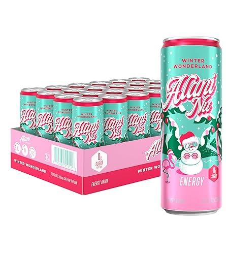 Alani Nu Winter Wonderland, Sugar Free, Low Calorie Energy Drinks, 200mg Caffeine, Biotin, B Vitamins, Zero Sugar, 10 Calories, 12 Fl Oz Cans, 24 Pack