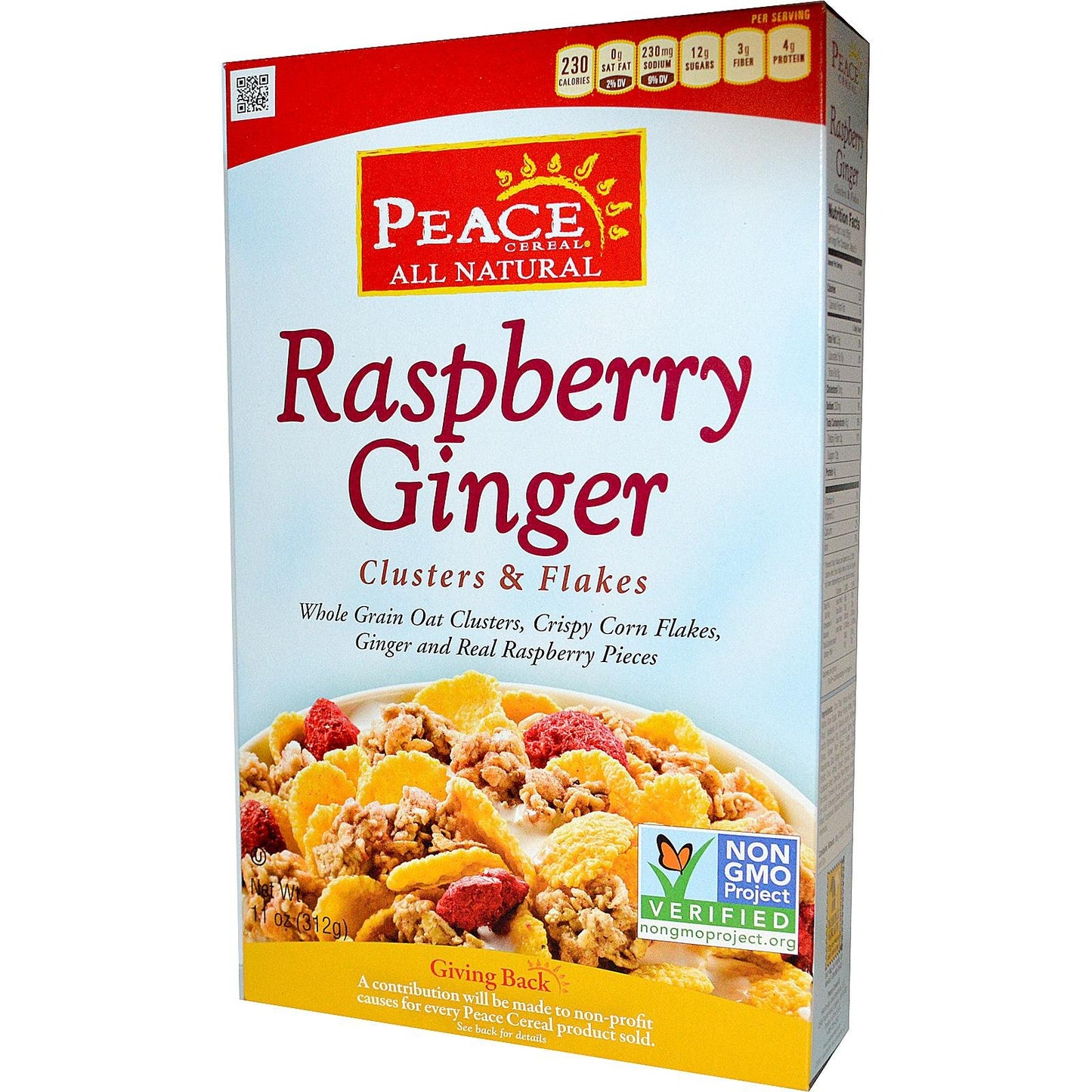 Peace Cereal Clusters & Flakes Cereal - Raspberry Ginger - 11 oz