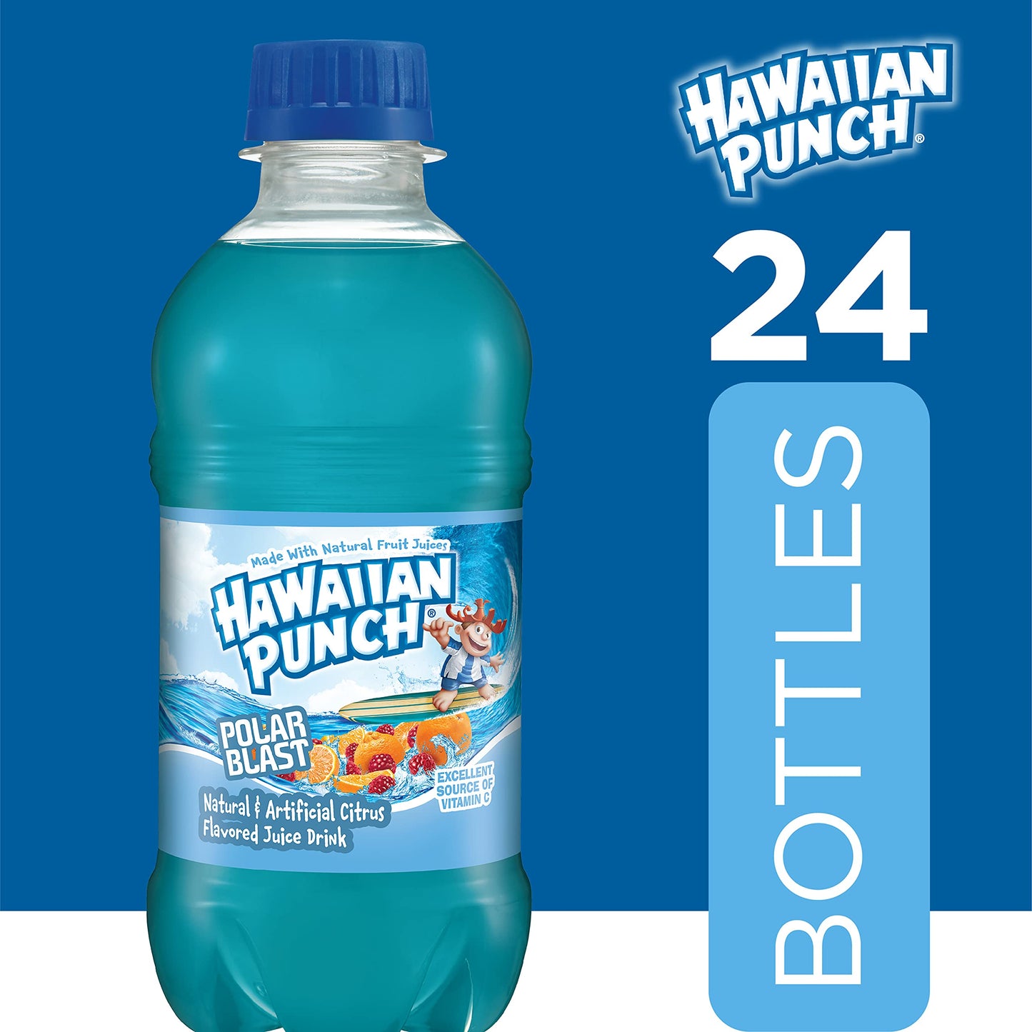 Hawaiian Punch Polar Blast Fruit Juice Drink, 10 Fl Oz Bottles, 24 Count (4 Packs Of 6), Ready-to-drink, On-the-go, Caffeine-free, Carbonation-free