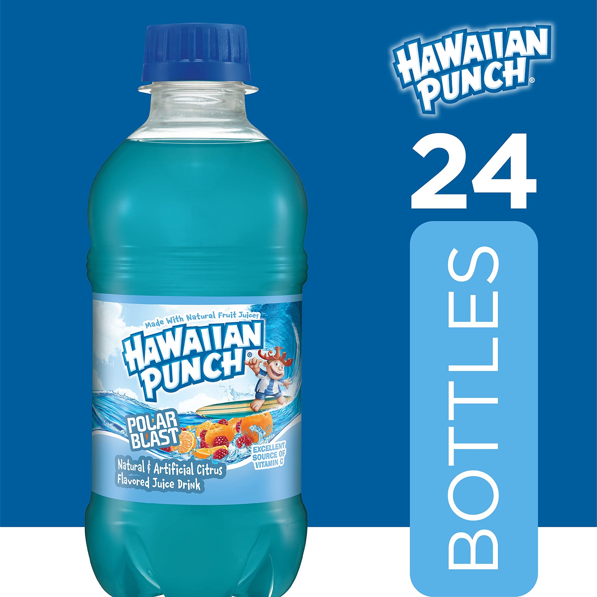 Hawaiian Punch Polar Blast Fruit Juice Drink, 10 Fl Oz Bottles, 24 Count (4 Packs Of 6), Ready-to-drink, On-the-go, Caffeine-free, Carbonation-free