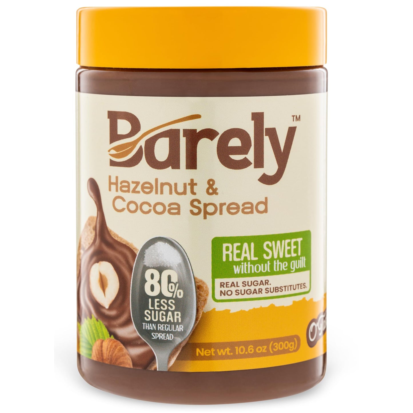 Hazelnut & Cocoa Spread by Barely, Low Sugar & No Artificial Sweeteners, Vegan, Keto Friendly, Delicious Chocolate Spread & Dessert Dip - High in