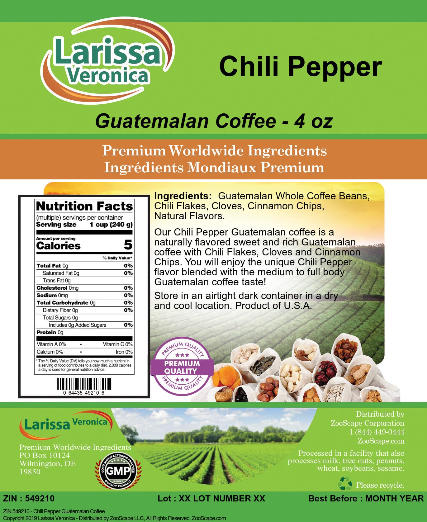 Chili Pepper Guatemalan Coffee (Gourmet, Naturally Flavored, Whole Coffee Beans) (4 oz, ZIN: 549210) - 2 Pack