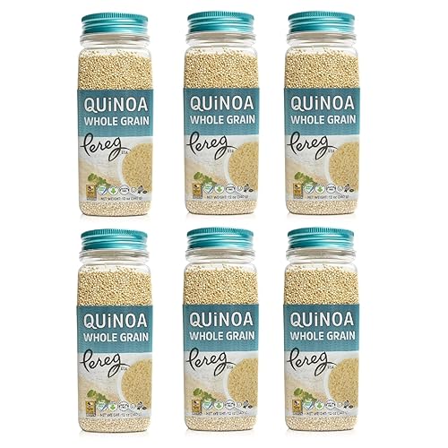 Pereg Whole Grain White Quinoa (12 oz x 6 Pack) Ancient Superfood Pre-Washed Quinoa Grains | Non-GMO, Vegan & Gluten-Free | Rice & Pasta Alternative | Rich in Protein, Fibre & Iron | Plant Protein
