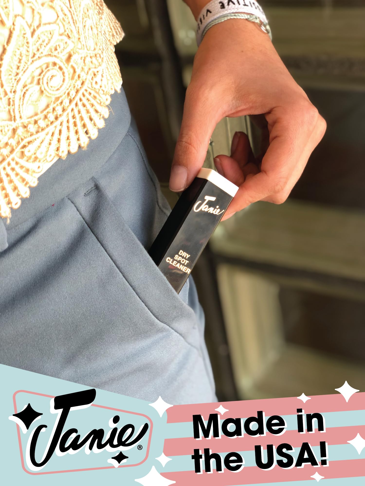 Janie Dry Stick Spot Cleaner (.4 oz) - Portable Instant Stain Remover Stick for Clothes - Magic Eraser Pen for Laundry, Travel, and On-the-Go Stain