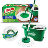 Libman Tornado Spin Mop System with Refill Heads, Microfiber Spinning Mop and Bucket with Wringer Set for Home, Floor Cleaning of Hard-Wood, Laminate