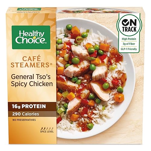 Healthy Choice Cafe Steamers General Tso's Spicy Chicken, Convenient Microwave Meal Made With No Preservatives, Frozen Meal, 10.3 OZ Bowl