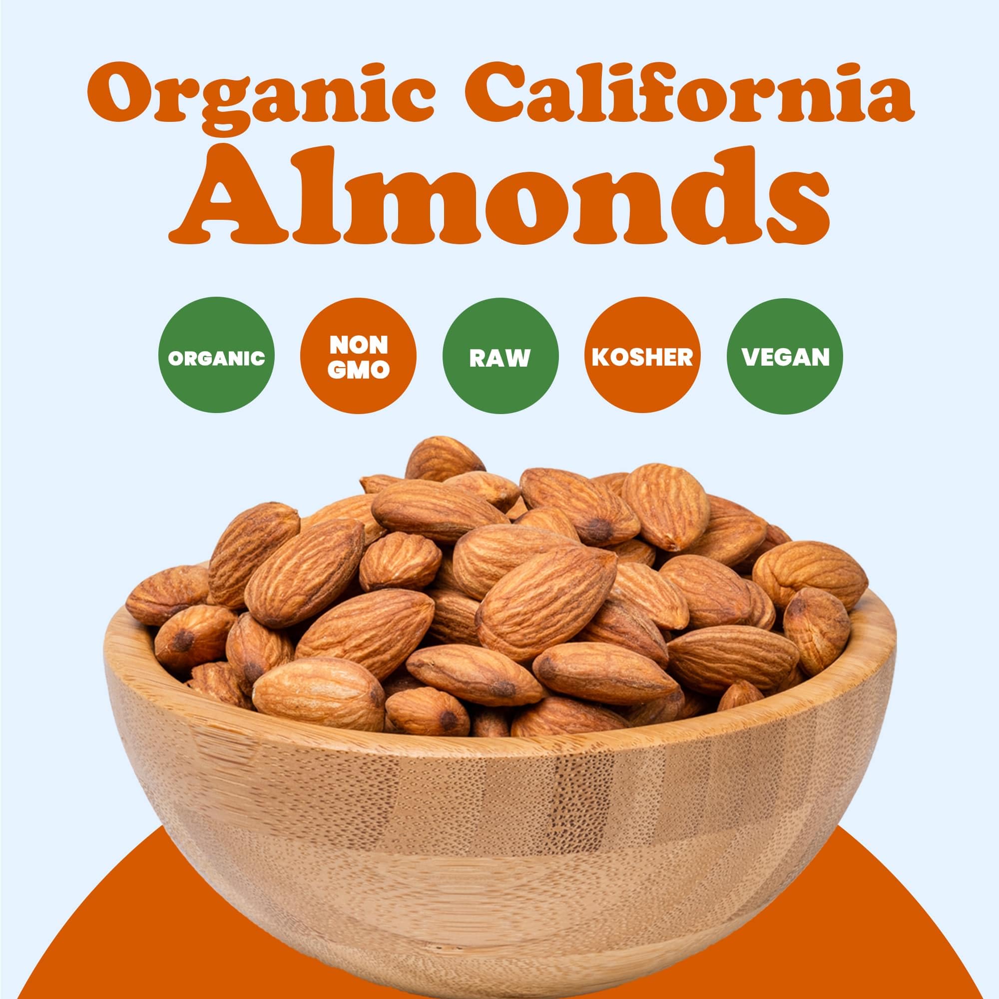 Food to Live Organic California Almonds, 5 Pounds - Non-GMO, Whole, Unsalted, Unroasted, Keto, Vegan Nuts in Bulk. Rich in Vitamin E. Snack. Great