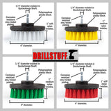 Drill Brush Attachment Power Scrubber Brush Set - 4in 4 Piece Soft, Medium and Stiff Power Scrubbing Brushes Drill Attachment - Spin Brushes