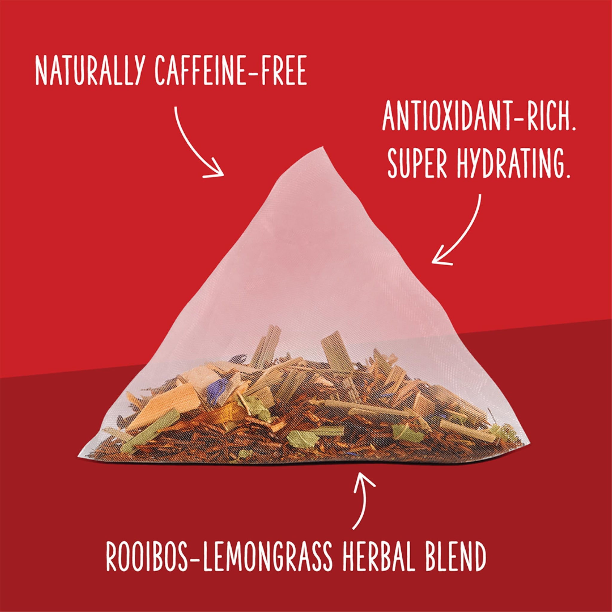 Two Leaves and a Bud Organic African Sunset - 15 Naked Tea Sachets, Naturally Caffeine Free, Whole Leaf Rooibos Herbal Tea in Unwrapped Pyramid
