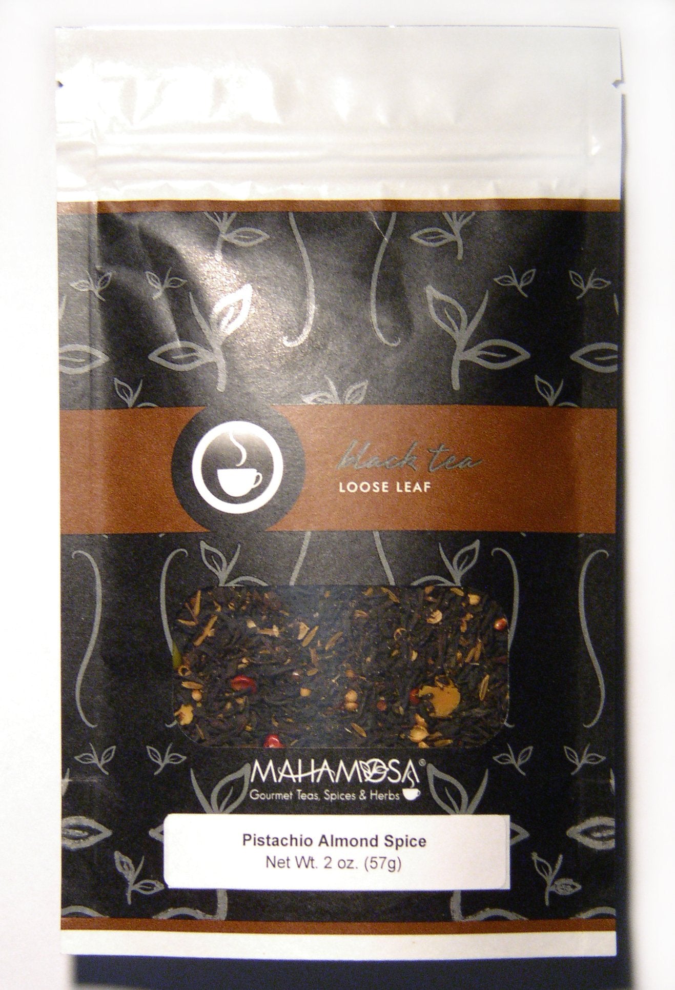 Mahamosa Pistachio Almond Spice Tea 2 oz - Loose Leaf Flavored Black Tea Blend (with pistachios, cumin, sliced almonds, coriander, pink peppercorns