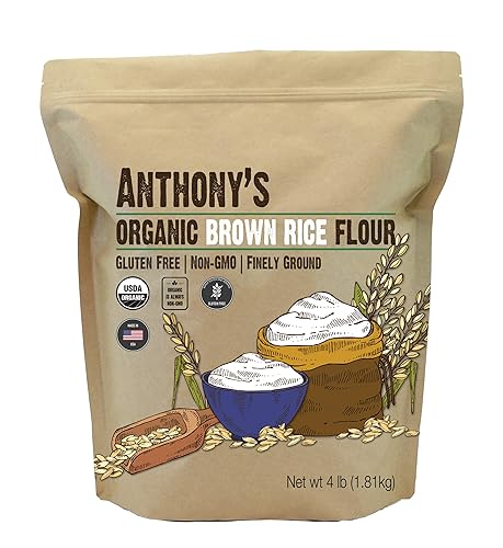 Anthony's Organic Brown Rice Flour, 4 Pound, Gluten Free, Product of USA, Finely Ground