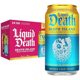 Liquid Death Iced Tea - Death Island (Tropical-Flavored Black Tea), Less Sugar*, Boost of Caffeine, B Vitamins, No Artificial Sweeteners, 12 Fl Oz