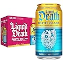 Liquid Death Iced Tea - Death Island (Tropical-Flavored Black Tea), Less Sugar*, Boost of Caffeine, B Vitamins, No Artificial Sweeteners, 12 Fl Oz