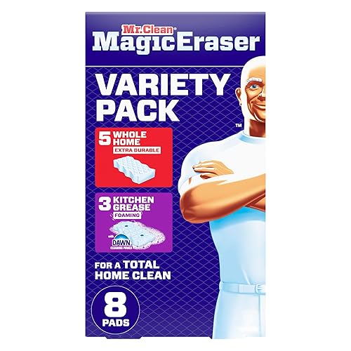 Mr. Clean Magic Eraser Sponge, All Purpose Cleaner, Cleaning Scrubber, Wall, Kitchen, Bathroom, Shower Cleaner, Melamine Sponge, Cleaning Pads
