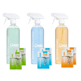 DAZZ Whole House Starter Kit (3 Reusable Spray Bottles, 6 Refills) Natural All Purpose Cleaner, Glass and Window Cleaner, and Bathroom Cleaner - Eco