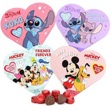 Disney Mickey, Minnie and Stitch Mini Heart Boxes with Chocolatey Candies, Valentines Candy Gift Set, 1.6 Ounces Each, Pack of 4