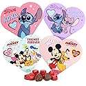 Disney Mickey, Minnie and Stitch Mini Heart Boxes with Chocolatey Candies, Valentines Candy Gift Set, 1.6 Ounces Each, Pack of 4