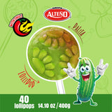 Alteño (Alteno) Super Pepino Cucumber Chili Lollipops, Mexican Style Spicy Candy, Individually Wrapped, 40 Count