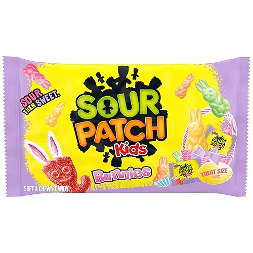 Sour Patch Kids, Bunnies Soft and Chewy Easter Candy, 18 Snack Packs