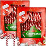 Candy Canes Peppermint Flavor - Individually Wrapped Classic Red And White - 2 Boxes of 12 (Total 24) Bulk Candy Canes - Perfect Christmas Holiday