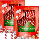 Candy Canes Peppermint Flavor - Individually Wrapped Classic Red And White - 2 Boxes of 12 (Total 24) Bulk Candy Canes - Perfect Christmas Holiday