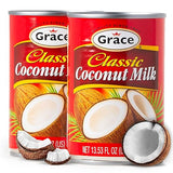 Grace Classic Coconut Milk Unsweetened - 13.5oz (2 Pack) Original Coconut Milk Canned, Shelf-Stable, Authentic Caribbean Taste, Perfect Add to Cereal, Smoothies, Desserts - Leche de Coco Organica Grace